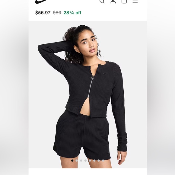 Nike Black Ribbed Zip Jacket and Shorts - Picture 1 of 4